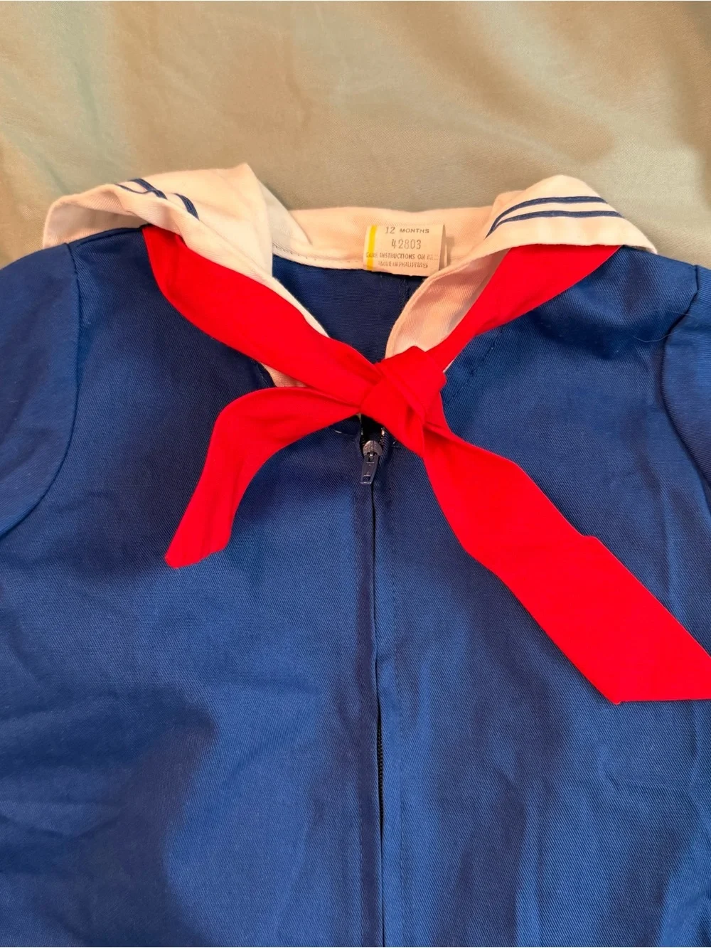 Vintage Navy Sailor One-Piece Romper with Red Neck Tie